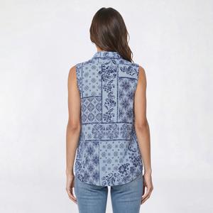Womens Emily Daniels Sleeveless Medallion Two Pocket Blouse alternate view